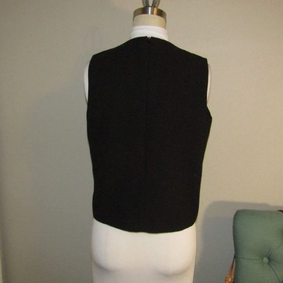 NA Carmen Marc Valvo Black Side Eyelet Shrunken Sleeveless Dress Top Sz S - Picture 4 of 9